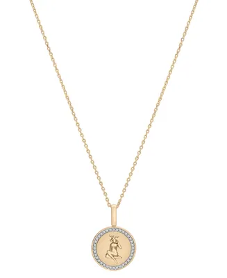 Audrey by Aurate Diamond Sagittarius Disc 18" Pendant Necklace (1/10 ct. t.w.) in Gold Vermeil, Created for Macy's