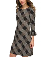 Tommy Hilfiger Women's Plaid 3/4-Sleeve Shift Dress