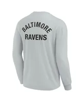 Men's and Women's Fanatics Signature Gray Baltimore Ravens Super Soft Long Sleeve T-shirt