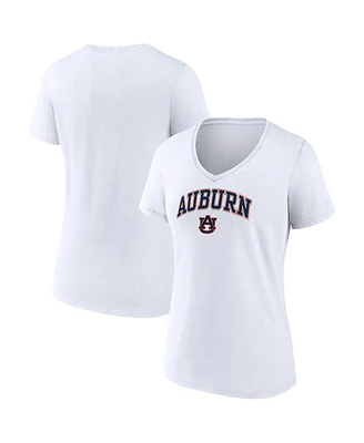 Women's Fanatics White Auburn Tigers Evergreen Campus V-Neck T-shirt