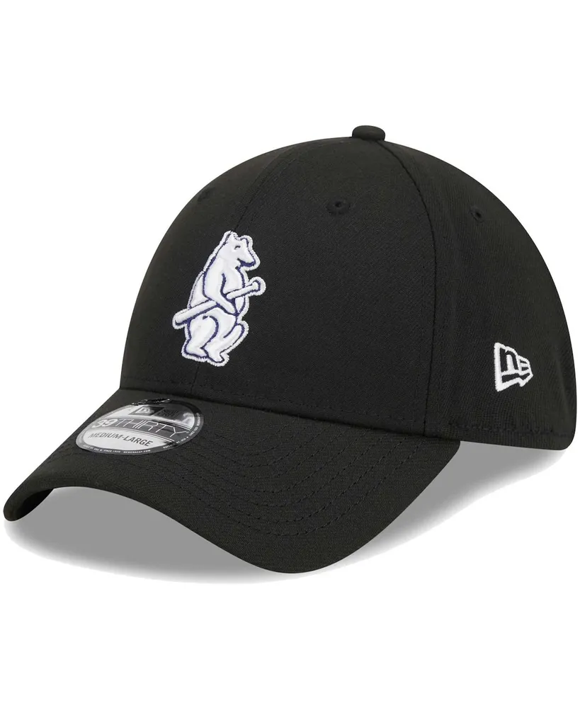 Men's New Era Black Chicago Cubs Logo 39THIRTY Flex Hat