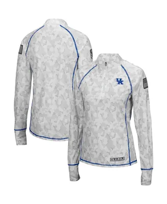 Women's Colosseum White Kentucky Wildcats Oht Military-Inspired Appreciation Officer Arctic Camo Fitted Lightweight 1/4-Zip Jacket