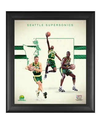 Shawn Kemp Gary Payton & Detlef Schrempf Seattle SuperSonics Framed 15" x 17" 1990s Hardwood Classics Franchise Foundations Collage