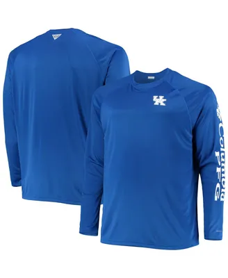 Men's Columbia Royal Kentucky Wildcats Big and Tall Terminal Tackle Omni-Shade Long Sleeve Raglan T-shirt
