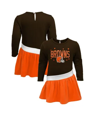 Girls Preschool Brown, Orange Cleveland Browns Heart to Heart Jersey Tri-Blend Dress