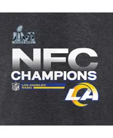 Women's Fanatics Heathered Charcoal Los Angeles Rams 2021 Nfc Champions Locker Room Trophy Collection V-Neck T-shirt