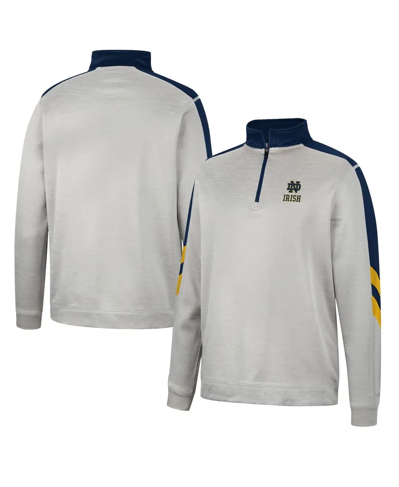 Men's Colosseum Gray, Navy Notre Dame Fighting Irish Bushwood Fleece Quarter-Zip Jacket