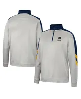 Men's Colosseum Gray, Navy Notre Dame Fighting Irish Bushwood Fleece Quarter-Zip Jacket