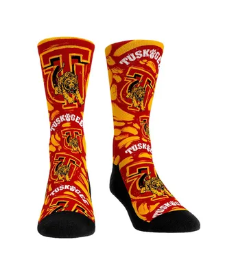 Men's and Women's Rock 'Em Socks Tuskegee Golden Tigers Allover Logo and Paint Crew Socks