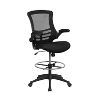 Emma+Oliver Mid-Back Mesh Ergonomic Drafting Chair With Adjustable Foot Ring And Flip-Up Arms