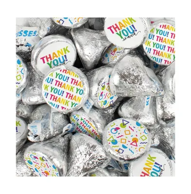 100 Pcs Thank You Candy Party Favors Milk Chocolate Hershey's Kisses (1lb, Approx. 100 Pcs) - No Assembly Required - By Just Candy - Assorted pre