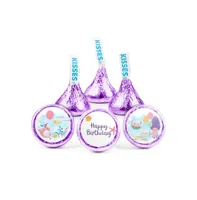 100ct Mermaid Birthday Candy Party Favors Hershey's Kisses Milk Chocolate (100 Candies + 1 Sheet Stickers) Candy Included