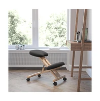 Emma+Oliver Mobile Wooden Ergonomic Kneeling Office Chair
