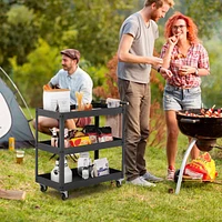 Costway 3-Tier Utility Cart Metal Storage Service Trolley