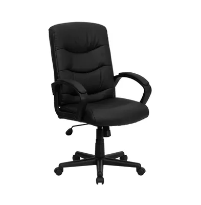 Emma+Oliver Mid-Back Fabric Executive Swivel Office Chair With Three Line Horizontal Stitch Back And Arms