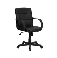 Emma+Oliver Mid-Back Leather Swivel Task Office Chair With Arms