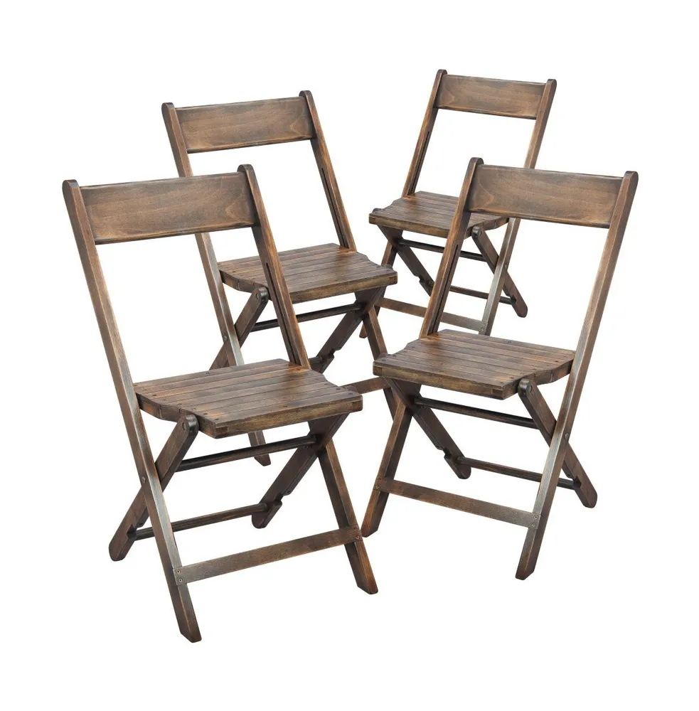 Emma+Oliver Slatted Wood Folding Wedding Chair - Event Chair, Set Of 4