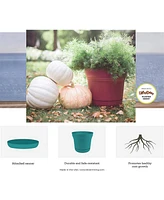 Bloem SP1413 Saturn Collection Planter w/ Saucer 14 inches Burnt Red