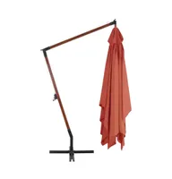 vidaXL Cantilever Umbrella with Wooden Pole 157.5"x118.1" Terracotta