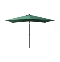 Garden Parasol with LEDs and Steel Pole Green 6.6'x9.8'