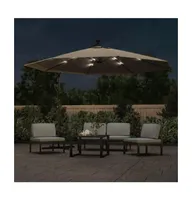 vidaXL Cantilever Umbrella with Led Lights and Metal Pole 137.8" Taupe