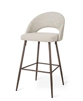 Glitzhome Set of 2 Fabric, Leatherette Bar Stool with Tapered Metal Legs