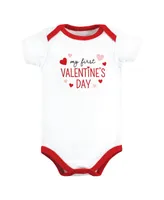 Hudson Baby Unisex Cotton Bodysuits, Girl First Valentine Easter, 3-Pack