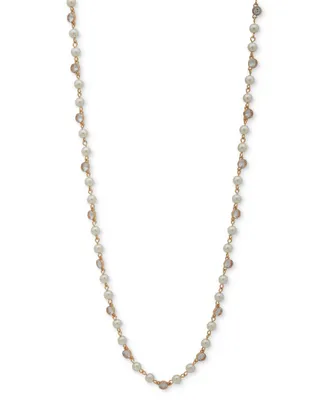 Anne Klein Gold-Tone Imitation Pearl Crystal 42" Long Strand Necklace