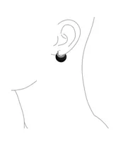 Bling Jewelry Black Natural Onyx Round Half Crescent Hoop Earrings For Women Oxidized Milgrain Caviar Bead Sterling Silver