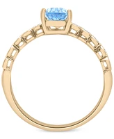 Blue Topaz (7/8 ct. t.w.) & Diamond (1/10 ct. t.w.) Ring in 14k Gold-Plated Sterling Silver