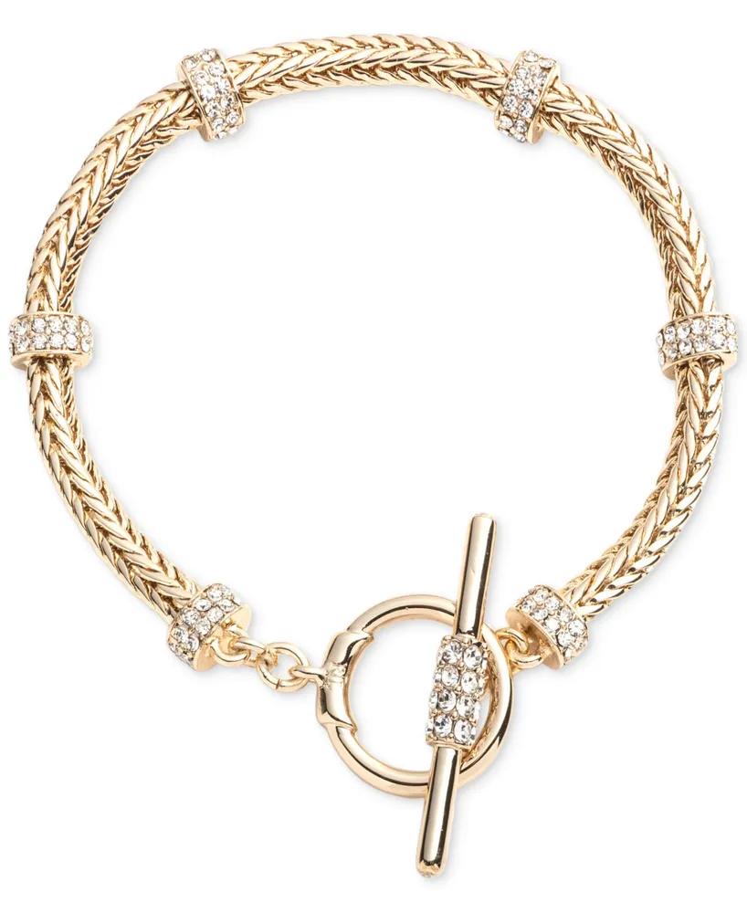 Lauren Ralph Lauren Gold-Tone Crystal Roundell Flex Bracelet