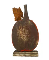 8" Orange Carved Wood Fall Harvest Pumpkin Decoration