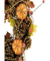 Pinecone and Pumpkin Autumn Harvest Wreath 13.5" Unlit