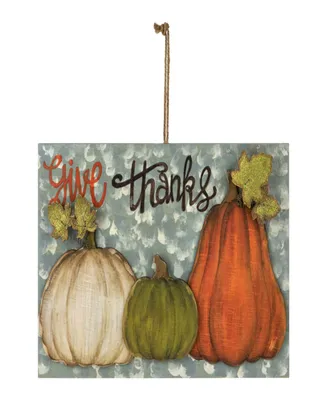 16.5" Give Thanks Fall Harvest Pumpkin Wall Sign