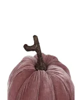 6.25" Pink Velour Pumpkin Fall Harvest Decoration