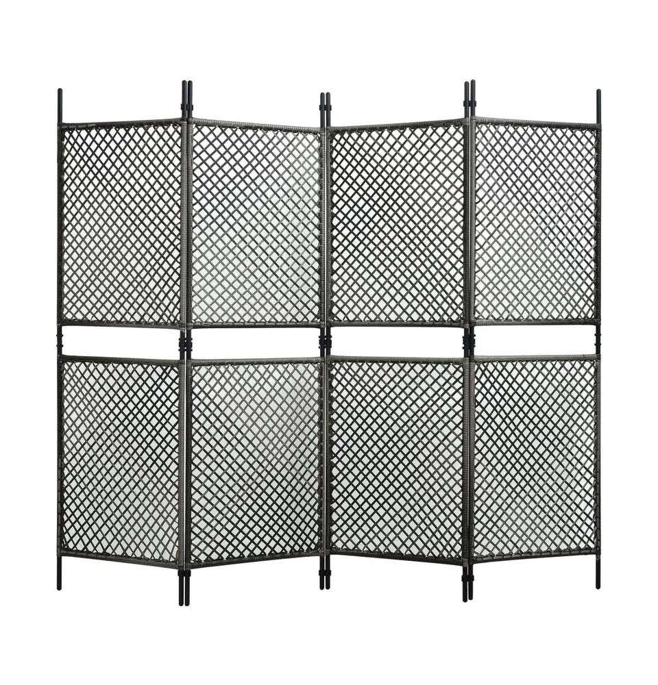 vidaXL 4-Panel Room Divider Poly Rattan Anthracite 94.5"x78.7"