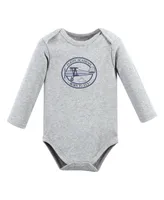 Hudson Baby Boys Cotton Long-Sleeve Bodysuits, Aviation