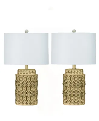 24" Resin Table Lamp with Designer Shade, Set of 2