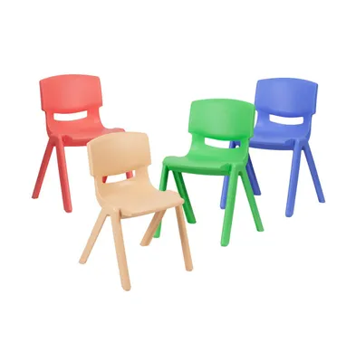 Emma+Oliver 4 Pack Plastic Stackable K-2 School Chair With 13.25"H Seat