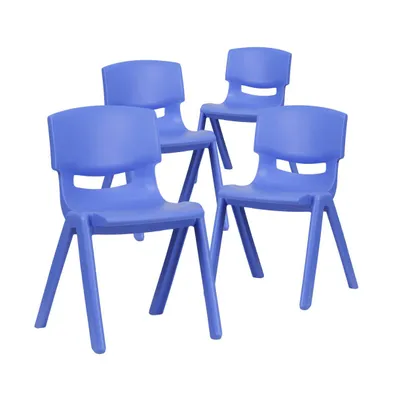 Emma+Oliver 4 Pack Plastic Stackable K-2 School Chair With 13.25"H Seat