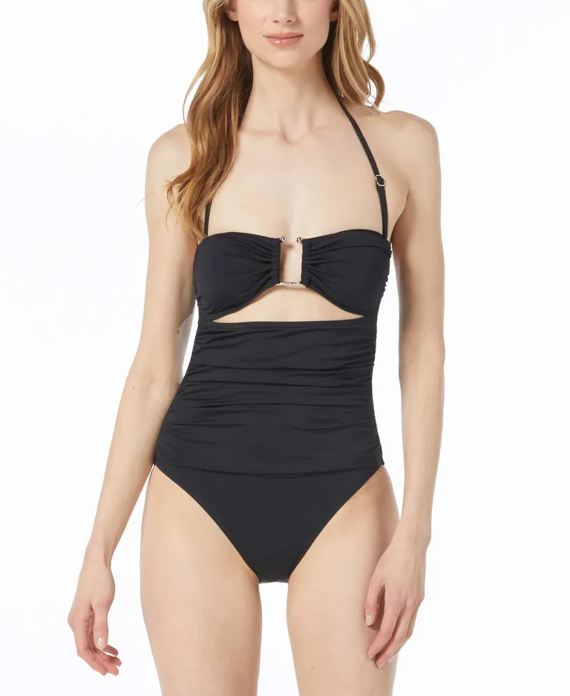 Tie-Front Keyhole Bandeau-Style One-Piece Swimsuit for Women