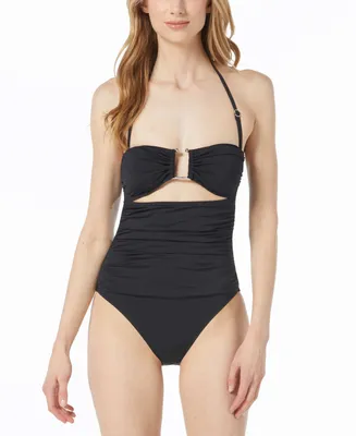 Michael Kors Women's Ruched Cutout Bandeau One-Piece Swimsuit