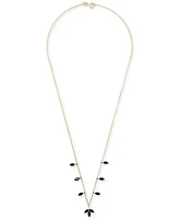 Onyx Marquise Station 17" Collar Necklace in 14k Gold-Plated Sterling Silver