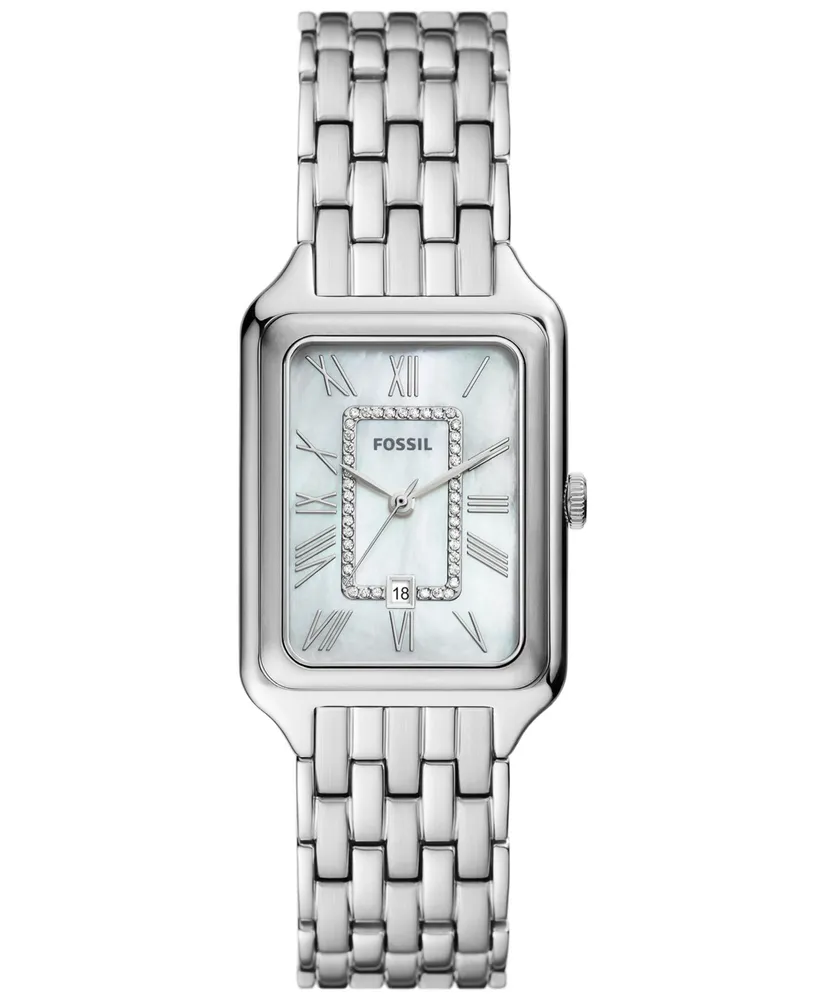 Fossil Women's Raquel Three-Hand Date Silver-Tone Stainless Steel Watch, 26mm