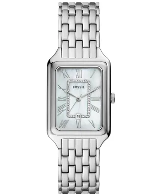 Fossil Women's Raquel Three-Hand Date Silver-Tone Stainless Steel Watch, 26mm