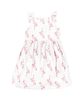 Hudson Baby Girls Cotton Dresses, Flamingo Pineapple, 0-3 Months