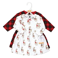 Hudson Baby Girls Cotton Dresses, Fancy Rudolph
