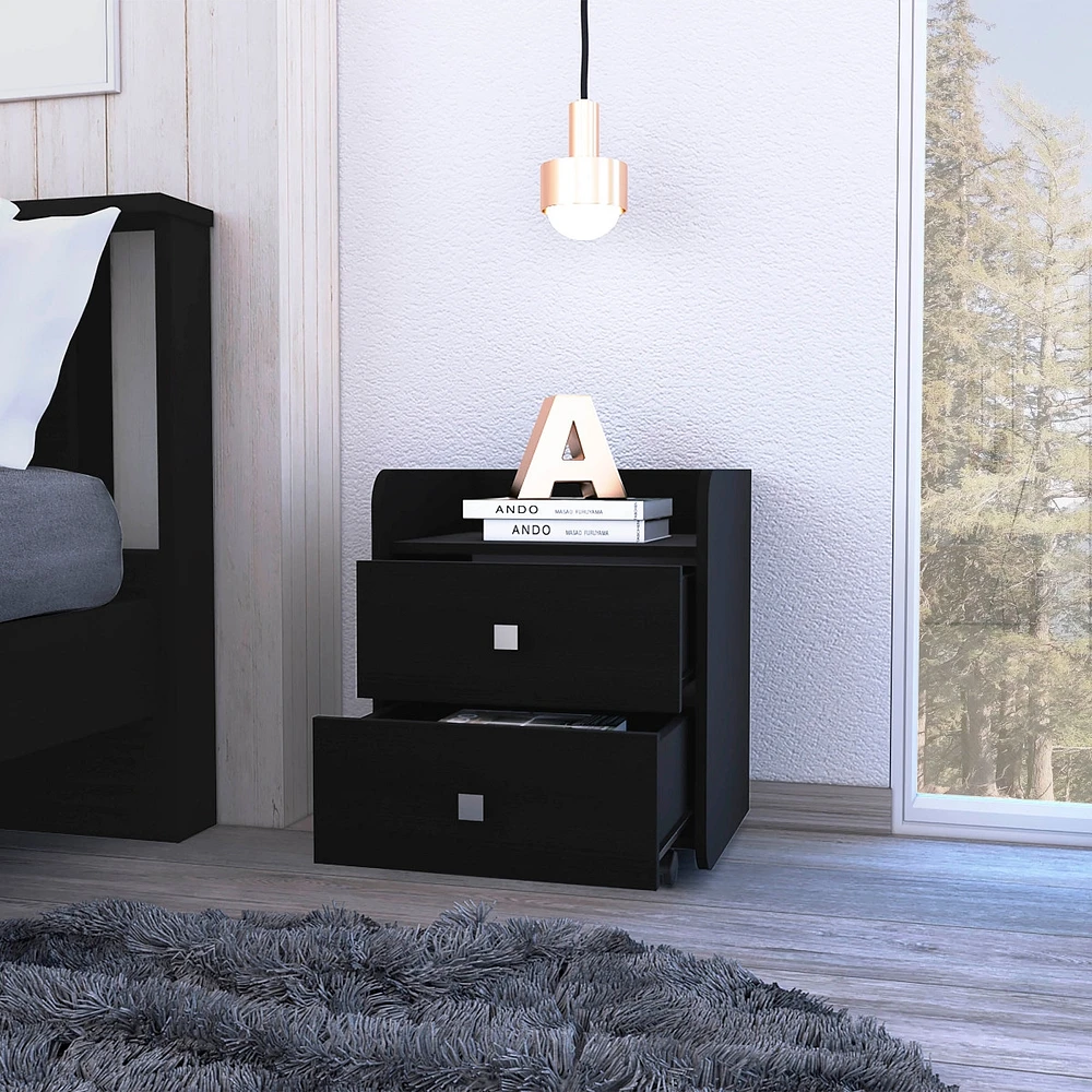 Simplie Fun Lakewood 1-Shelf 2-Drawer Nightstand Wengue