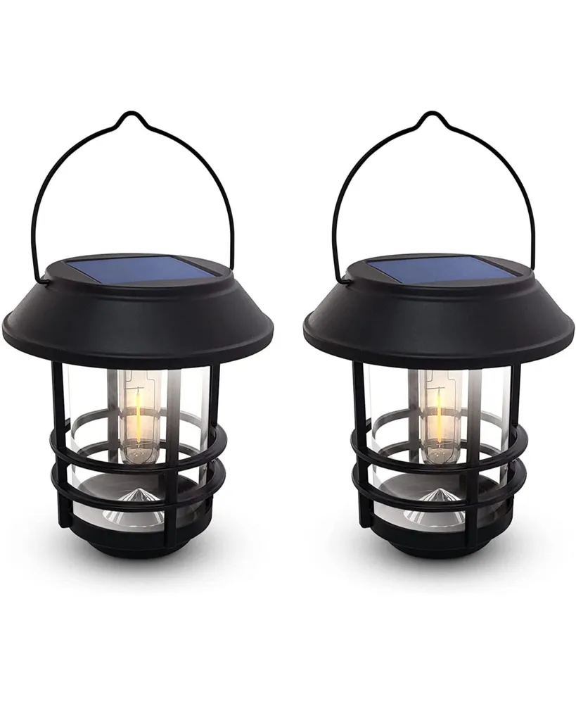 Dartwood Solar Wall Lanterns - Outdoor Mounted Wall Lanterns for Your Yard, Patio, or Walkway (2 Pack, Black)