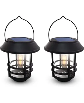 Dartwood Solar Wall Lanterns - Outdoor Mounted Wall Lanterns for Your Yard, Patio, or Walkway (2 Pack, Black)